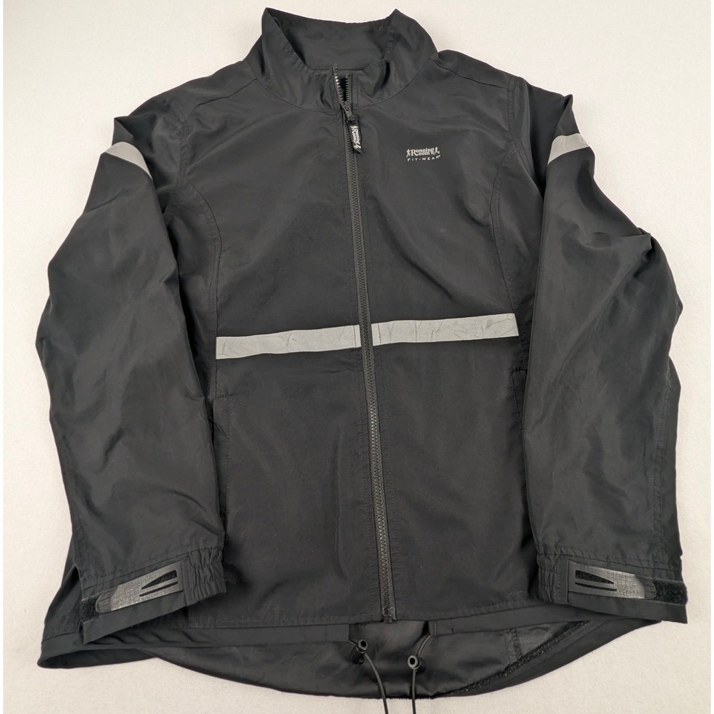 Running Room Fit-Wear Mens XL Black Reflective Stripe Full Zip Running Jacket